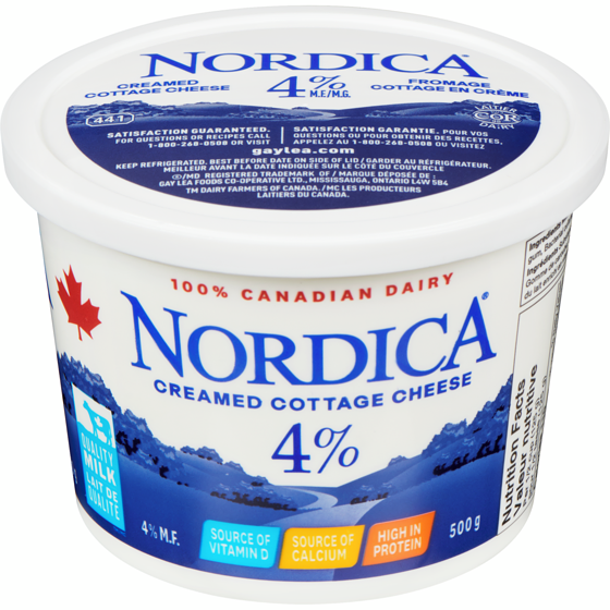 Gay Lea Nordica Cottage Cheese, Creamed 4% 500 g, $1.16/100g