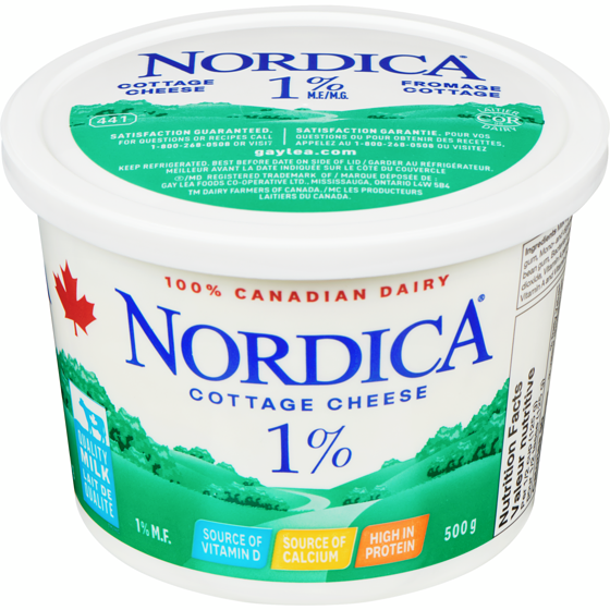 Gay Lea Nordica Cottage Cheese, Light 1% 500 g, $1.16/100g