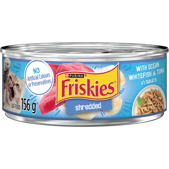 Purina Friskies Shredded Ocean Whitefish and Tuna, Wet Cat Food 156 g, $0.58/100g