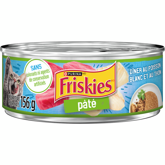 Purina (MD) Friskies(MD) Pâté Dîner au Poisson Blanc et au Thon Nourriture pour Chats Boîte 156 g, 0,58 $/100g