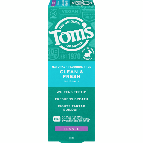 Tom's of Maine Fluoride-Free Clean & Fresh Natural Toothpaste, Fennel 85 ml, $7.64/100ml