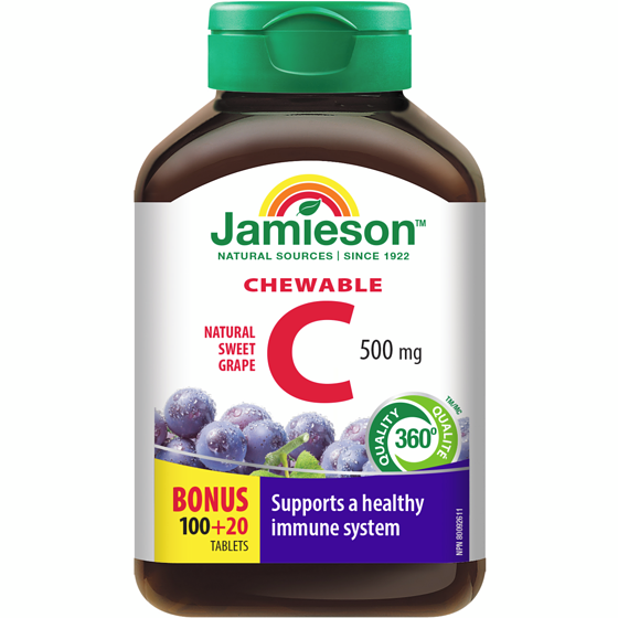 Jamieson Chewable Vitamin C Grape Juice Tablets, 500 mg 100 ea, $6.66/100ea