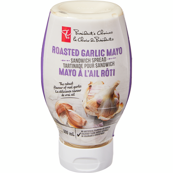 le Choix du Président Tartinade pour sandwich, mayo à l’ail rôti 300 ml, 1,17 $/100ml