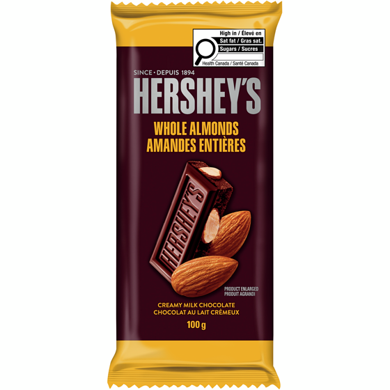 Hershey's Chocolate, Milk  with Almonds 100 g, $3.49/100g