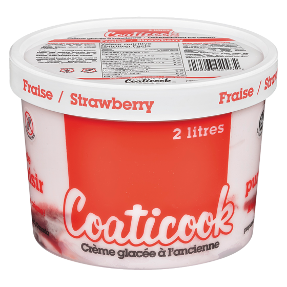 Coaticook Crème glacée à l'ancienne, double fraises 2 l, 0,30 $/100ml