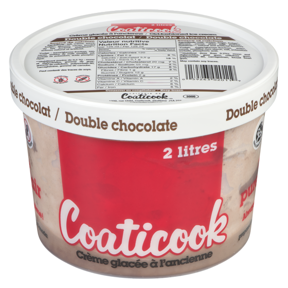 Coaticook Crème glacée à l'ancienne, double chocolat 2 l, 0,30 $/100ml