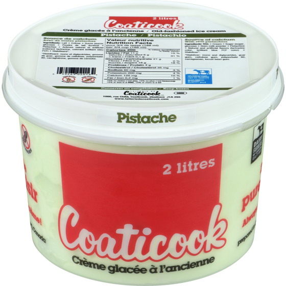 Coaticook Crème glacée à l'ancienne, pistache 2 l, 0,30 $/100ml