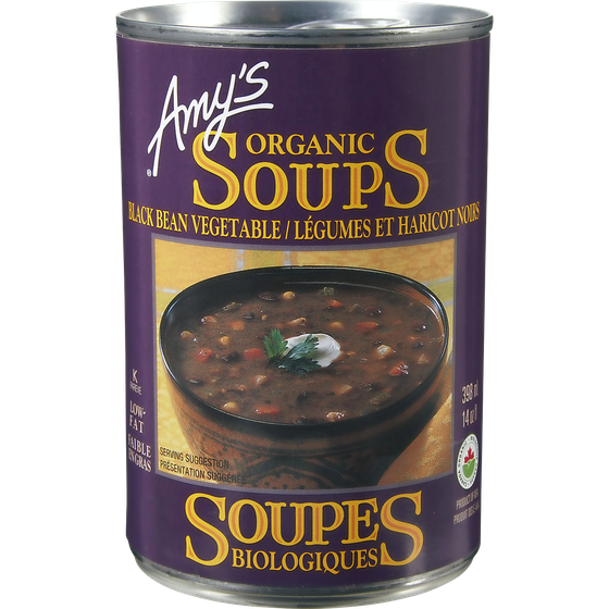 Amys Soupe aux haricots noirs et aux légumes biologique 398 ml, 1,51 $/100ml