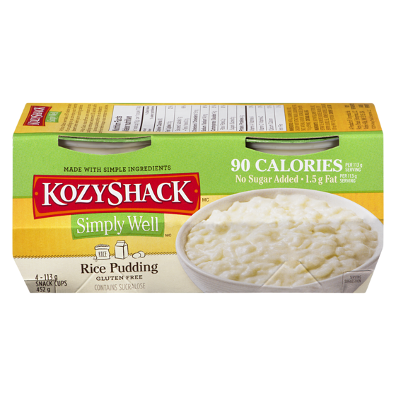 Kozy Shack Rice Pudding Cups No Sugar Added 4x113.0 g, $1.06/100g