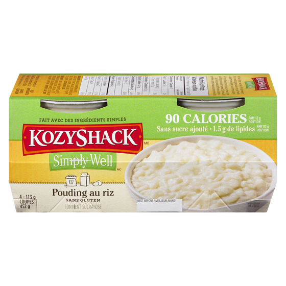 Kozy Shack Pouding au riz sans sucre 4x113.0 g, 0,99 $/100g