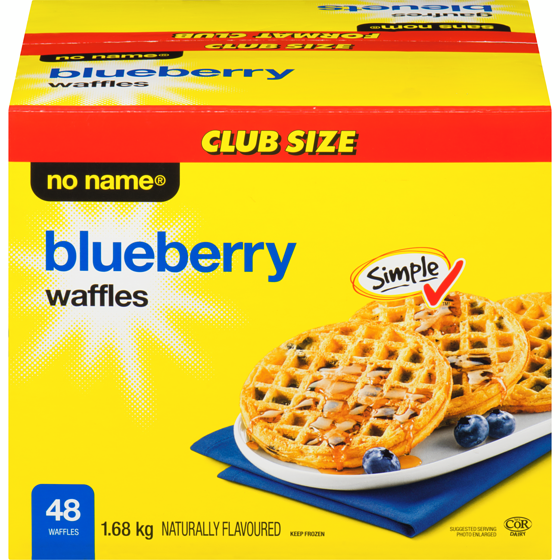 No Name Blueberry Waffles 1680 g, $0.89/100g