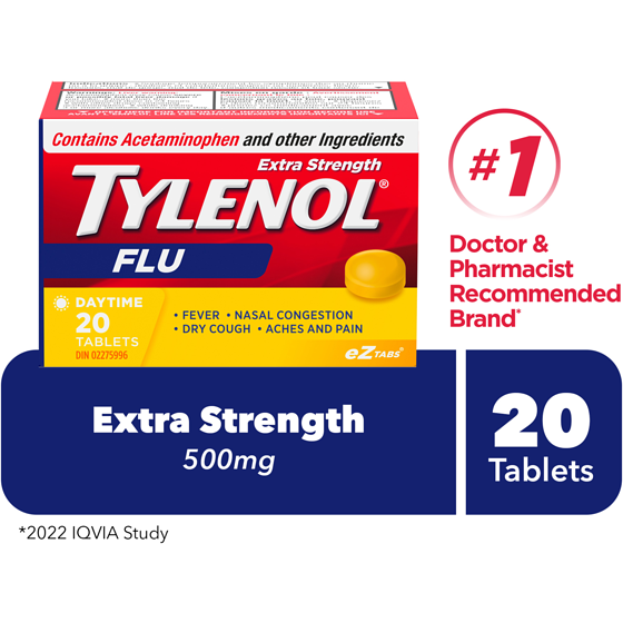 Tylenol Extra Strength Flu Relief Day EZTabs 20 ea, $0.45/1ea