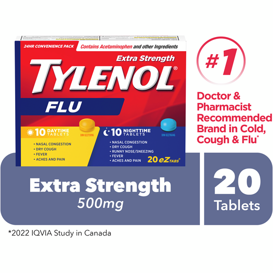 Tylenol Extra Strength Flu, Day/Night Convenience Pack 20 ea, $0.52/1ea
