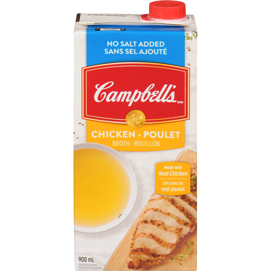 Campbell’s Bouillon de poulet Sans sel ajouté de Campbell’sMD (900 mL) 900 ml, 0,19 $/100ml