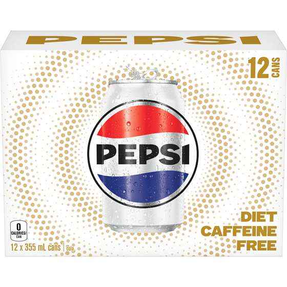 Pepsi Diet Soda Caffeine Free, 12-pack 12x355.0 ml, $0.21/100ml