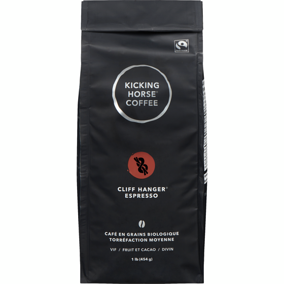 Kicking Horse Café En Grains Biologique Équitable Torréfaction Moyenne, Cliff Hanger Espresso 454 g, 5,50 $/100g