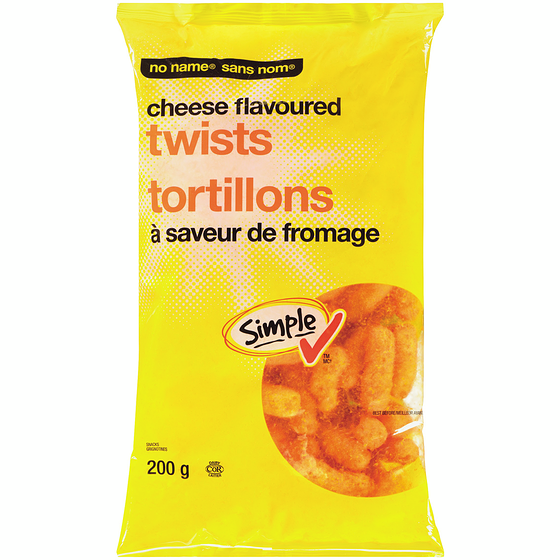 Sans Nom Tortillons à saveur de fromage 200 g, 1,25 $/100g
