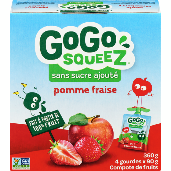 GoGo Squeez Compote aux pommes et fraises 4x90.0 g, 1,25 $/100g