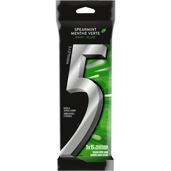 Wrigley's Spearmint-Rain Flavoured Sugar Free Chewing Gum, 1 Sticks, 3 Packs 3 ea, $2.16/1ea