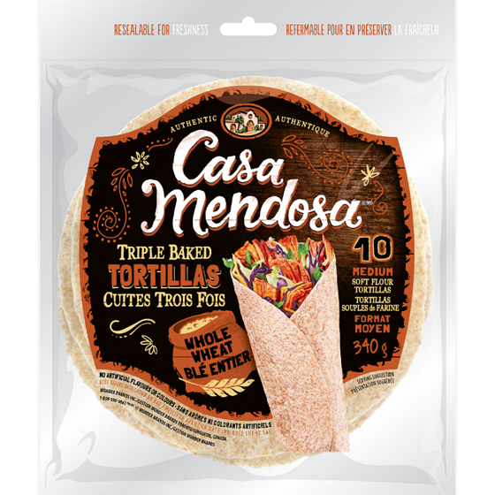 Casa Mendosa Whole Wheat Medium Tortillas 340 g, $1.41/100g