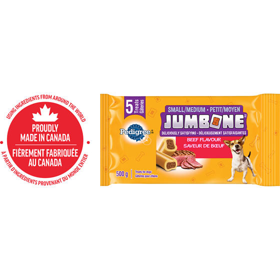 Pedigree Gâteries pour chiens adultes Jumbone saveur de bœuf – pour petits chiens et chiens moyens 5x100.0 g, 2,50 $/100g