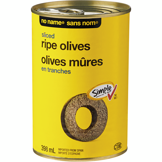 Sans Nom Olives mûres en tranches 398 ml, 0,75 $/100ml