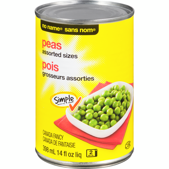 Sans Nom Pois, grosseurs assorties 398 ml, 0,45 $/100ml