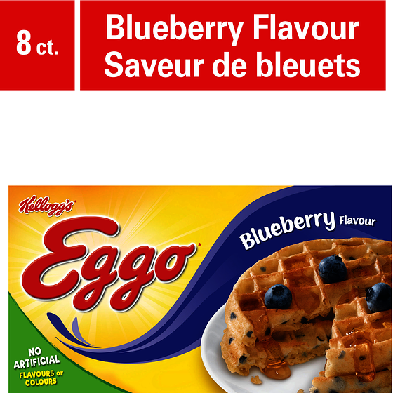 Kellogg’s Gaufres Eggo Saveur de bleuets, 8 gaufres 280 g, 1,25 $/100g