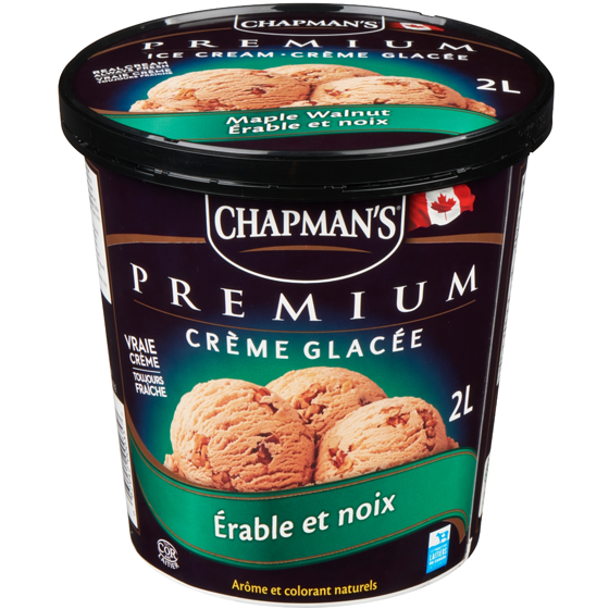 Chapman’s Premium crème glacée  l'érable et noix 2 l, 0,40 $/100ml
