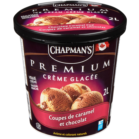 Chapman’s Premium crème glacée coupes de caramel et chocolat 2 l, 0,25 $/100ml