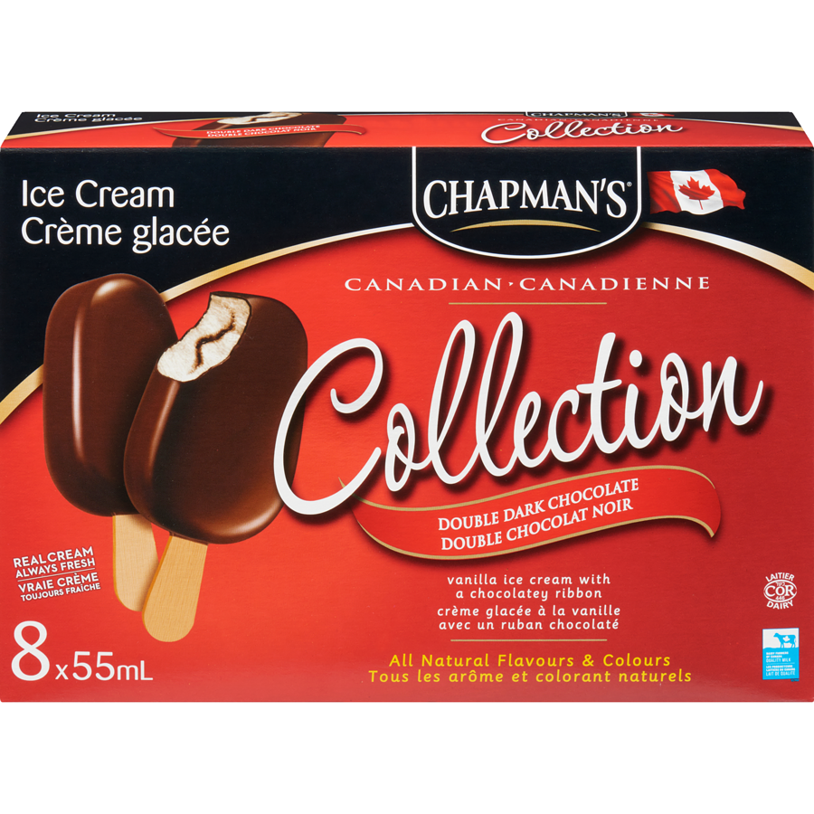 Calories in Chapmans Premuim Canadian Collection Double Dark Chocolate Bars