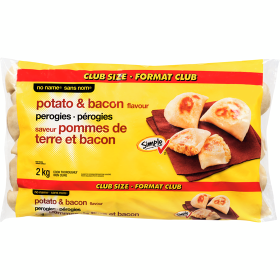 No Name Potato and Bacon Flavour Perogies Club Size 2 kg, $0.25/100g