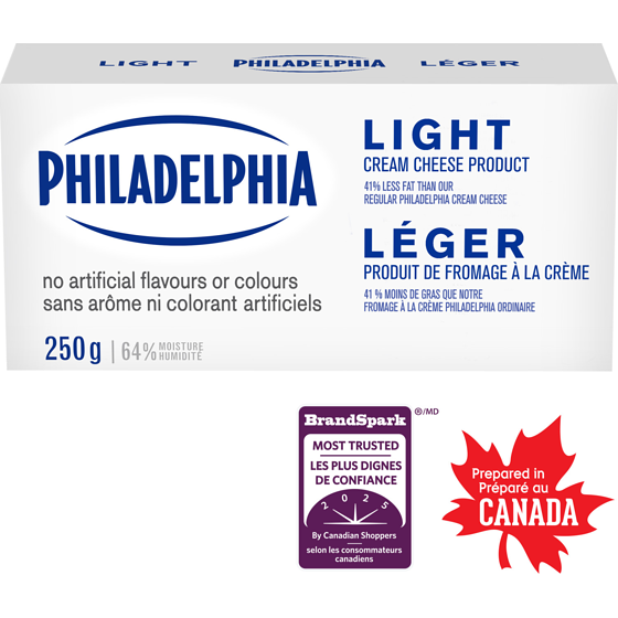 Philadelphia Produit Fromage À La Crème Léger En Bloc 250 g, 2,32 $/100g