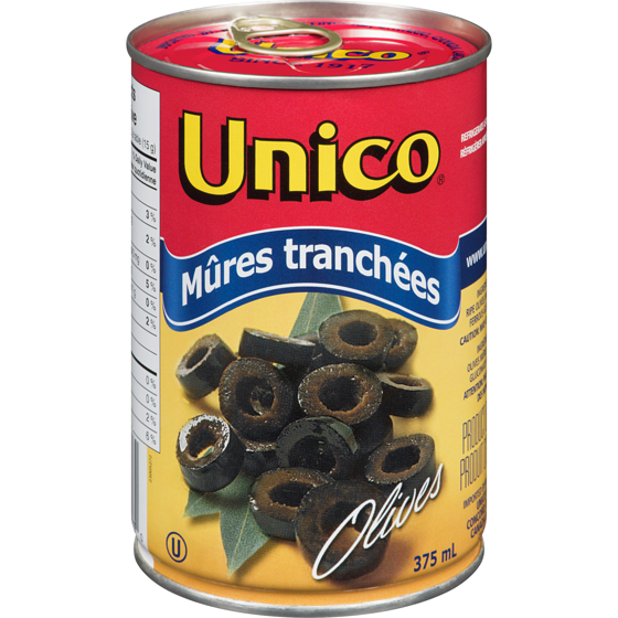 Unico Olives noires tranchées 375 ml, 1,06 $/100ml
