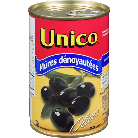 Unico Olives mûres dénoyautées moyennes 375 ml, 1,06 $/100ml
