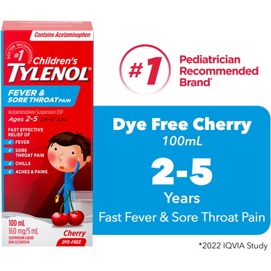 Tylenol Children's Fever & Sore Throat Pain 100 ml, $10.99/100ml