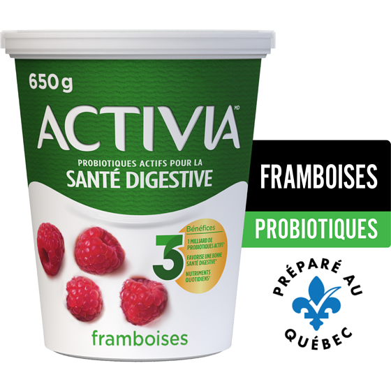 Activia Yogourt probiotique, saveur framboise 650 g, 0,88 $/100g