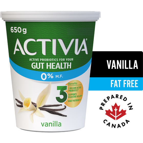 Activia Probiotic Yogurt, Vanilla, Fat Free 650 g, $0.61/100g