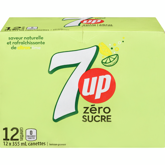 7 UP Zéro sucre Boissons aromatisées Citron Lime 12 x 355 mL 12x355.0 ml, 0,20 $/100ml