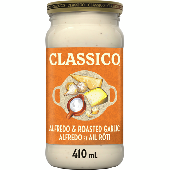 Classico Sauce pour pâtes alfredo et ail rôti 410 ml, 1,46 $/100ml