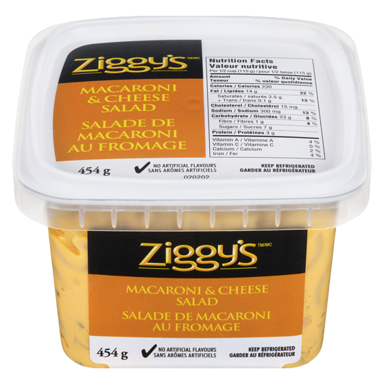 Ziggy’s Salade de macaroni au fromage 454 g, 0,99 $/100g