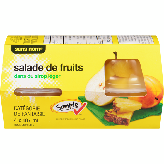 Sans Nom Coupes de fruits à la salade de fruits dans un sirop léger 4x107.0 ml, 0,54 $/100ml