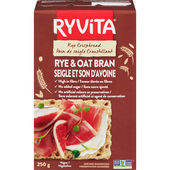 Ryvita Wholegrain Rye Crispbread, Rye & Oat Bran 250 g, $2.00/100g