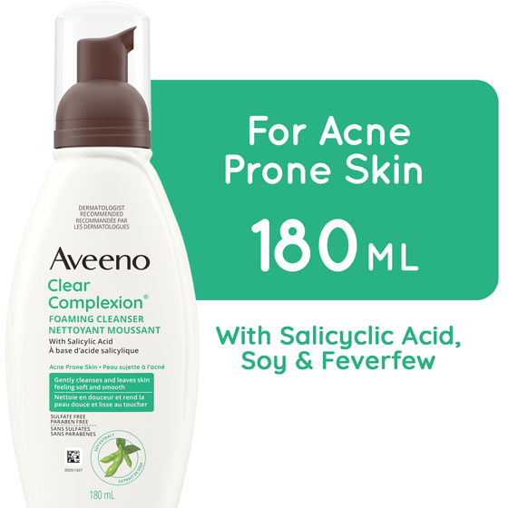 Aveeno Clear Complexion Acne Foam Face Cleanser 180 ml, $6.99/100ml
