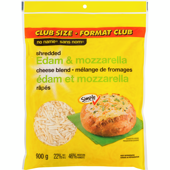 No Name Shredded Edam & Mozzarella Cheese Blend 900 g, $1.72/100g