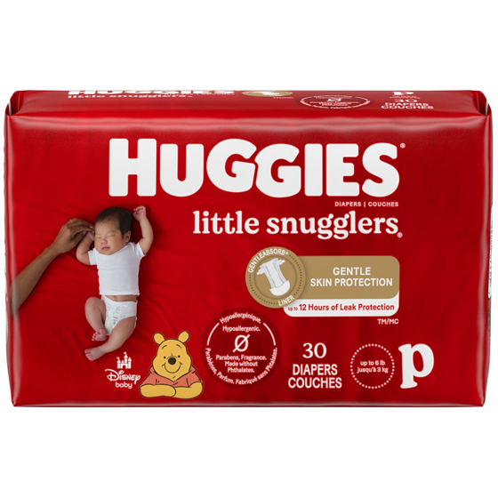 Huggies Couches pour bébés Little Snugglers, taille Prématurés, 30 couches 30 ea, 0,53 $/1ch