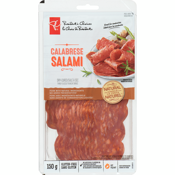 President's Choice Calabrese Salami 150 g, $53.27/1kg $5.33/100g