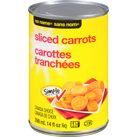 No Name Sliced Carrots 398 ml, $0.37/100ml