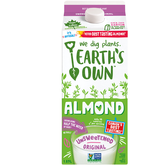 Earth's Own Almond Beverage, Unsweetened Original 1.89 l, $0.19/100ml