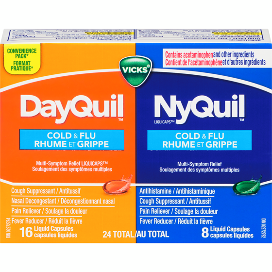 Vicks Dayquil Cold & Flu Multi-Symptom Relief Liquid Capsules, Total 24 Count 24 ea, $0.58/1ea